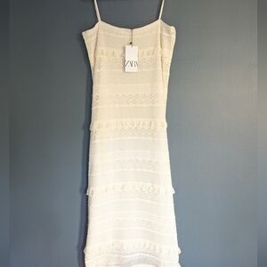 NWT ZARA Pointelle Long Knit Dress - Size L